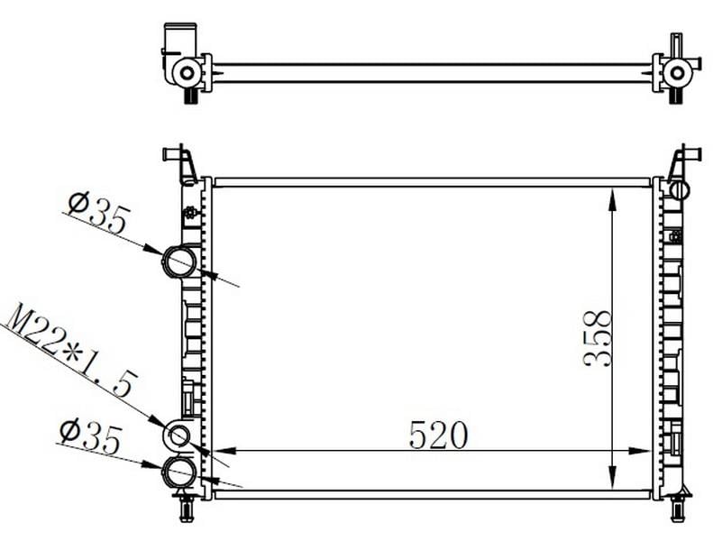 RADYATÖR BRAZİNG PALIO 1.2-1.4i 05 > AC /- MEK 520x358x22