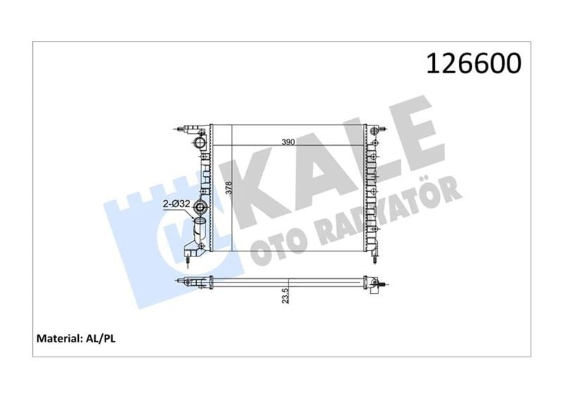 RADYATÖR CLIO 91-98 R19 94-95 1.2-1.4 E7F.7.06 MEK AC 390x377.5x23. 2 SIRA AL PL SİSTEM