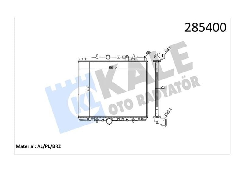 RADYATOR PEUGEOT 807-EXPERT Tepee 2.0-2.2 HDI 16V RADYATÖR 464X560X26