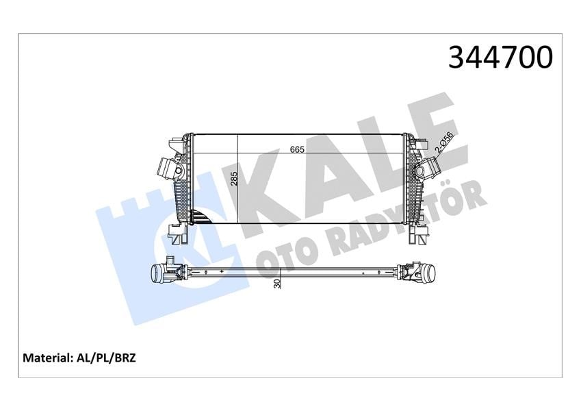 TURBO RADYATÖRÜ INTERCOOLER ASTRA J-CRUZE J308 -ZAFIRA TOURER C AL/PL/BRZ 665x280x30