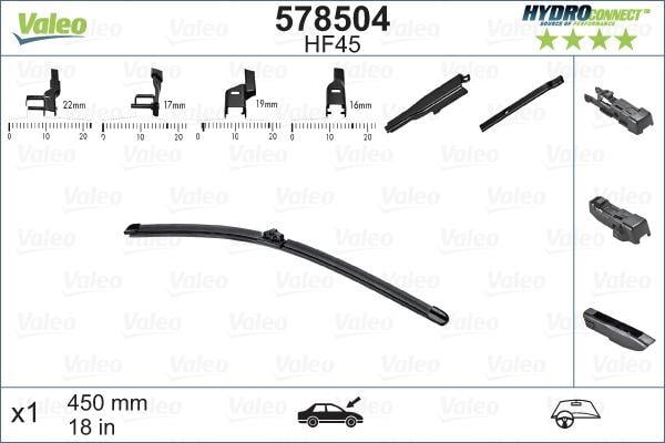 x SİLECEK SÜPÜRGESİ ÖN 45cm X1 MUZ TİPİ HydroConnect ÇOKLU BAĞLANTILI ÜNİVERSAL HF45
