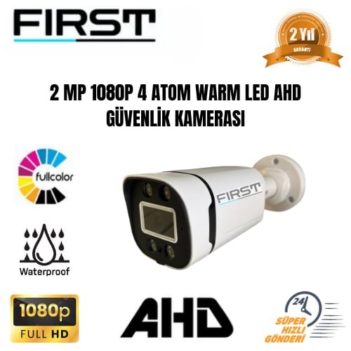2 MP 1080P AHD 4 ATOM WARM LED SU GEÇİRMEZ DIŞ MEKAN GÜVENLİK KAMERASI FR-1204