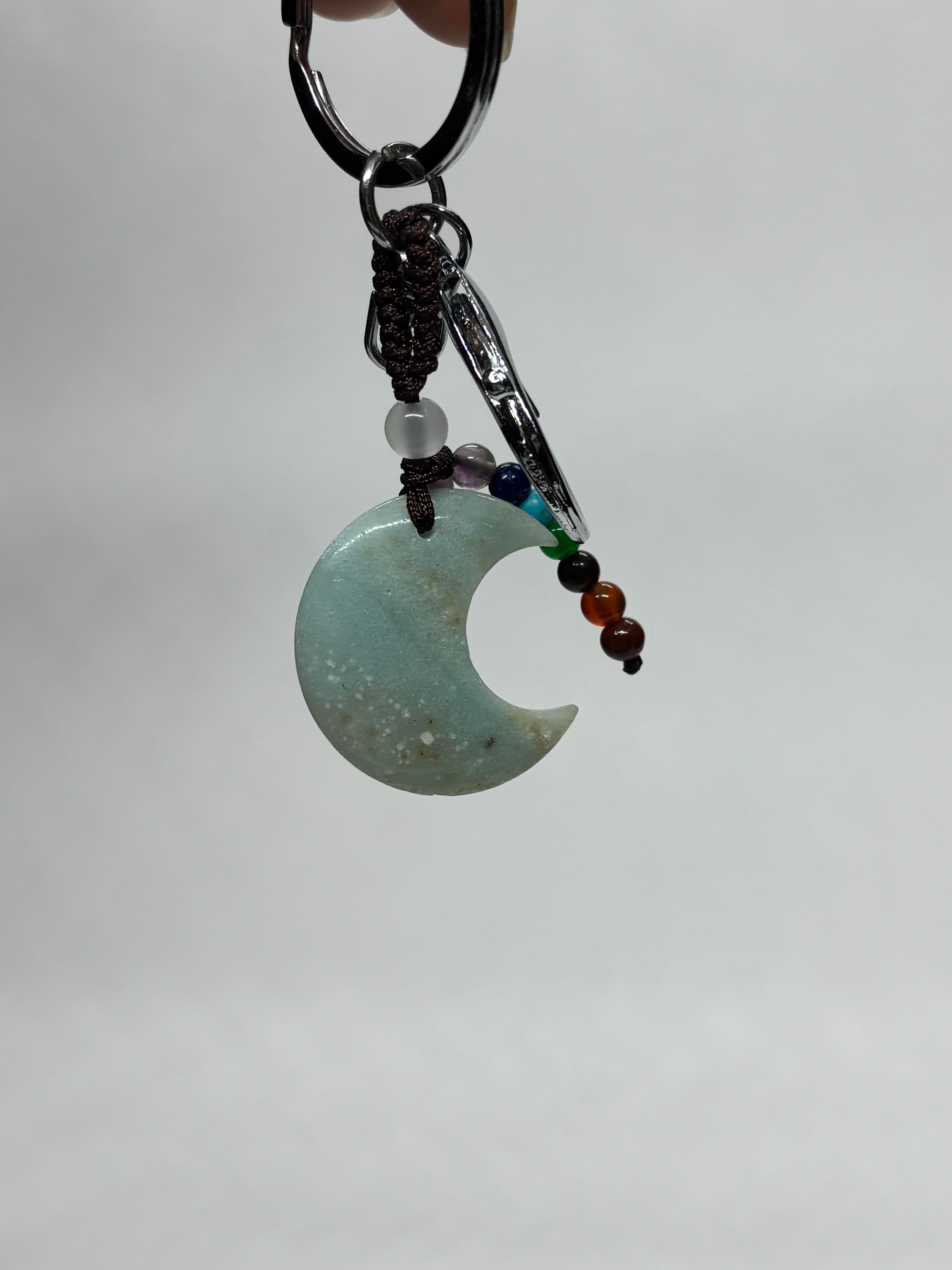 AMAZONİT DOĞALTAŞ DUYGUSAL DENGE ANAHTARLIĞI CHARM HİLAL