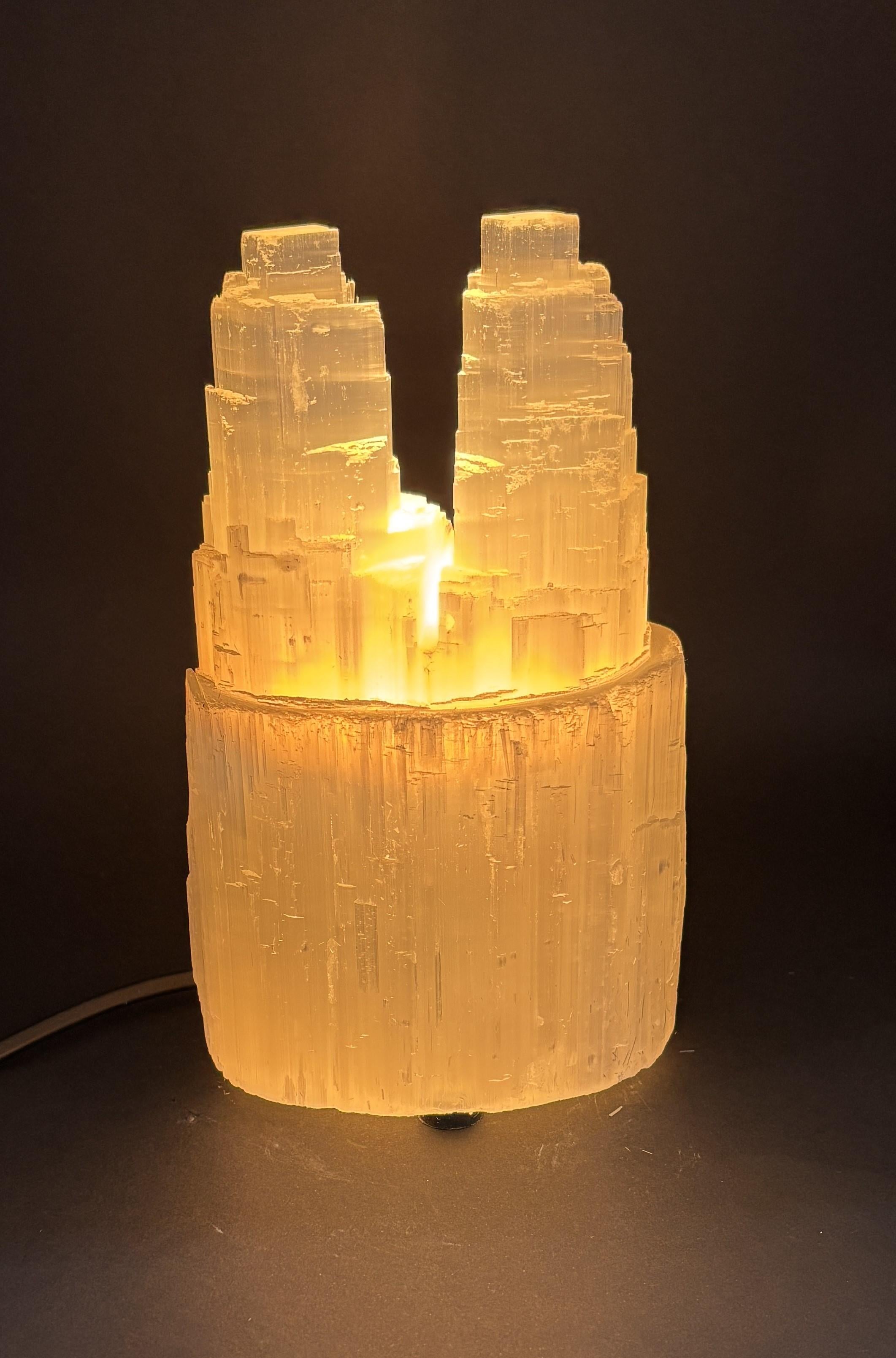 SELENİT DOĞALTAŞ TWİN TOWER LAMBA 20 CM