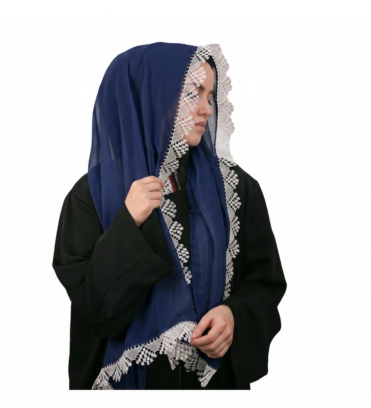 İpekçe İğne Oyalı El İşçiliği Başörtüsü - Mevlüt Örtüsü ve Namaz Şalı 75x150 cm