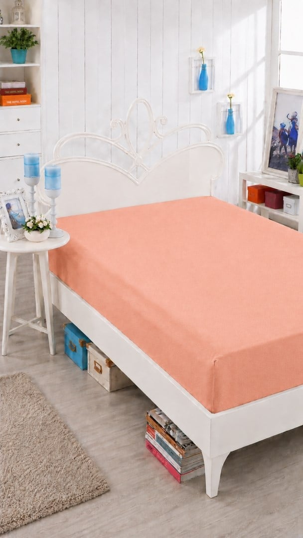 İpekçe Vesna Penye Lastikli Çarşaf - 100x200 Tek Kişilik - Somon 110 Gr.