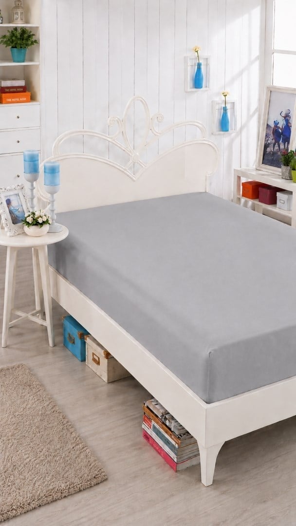 İpekçe Vesna Penye Lastikli Çarşaf - 100x200 Tek Kişilik - Gri 110 Gr.