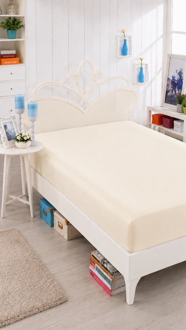 İpekçe Vesna Penye Lastikli Çarşaf - 100x200 Tek Kişilik - Krem 110 Gr.