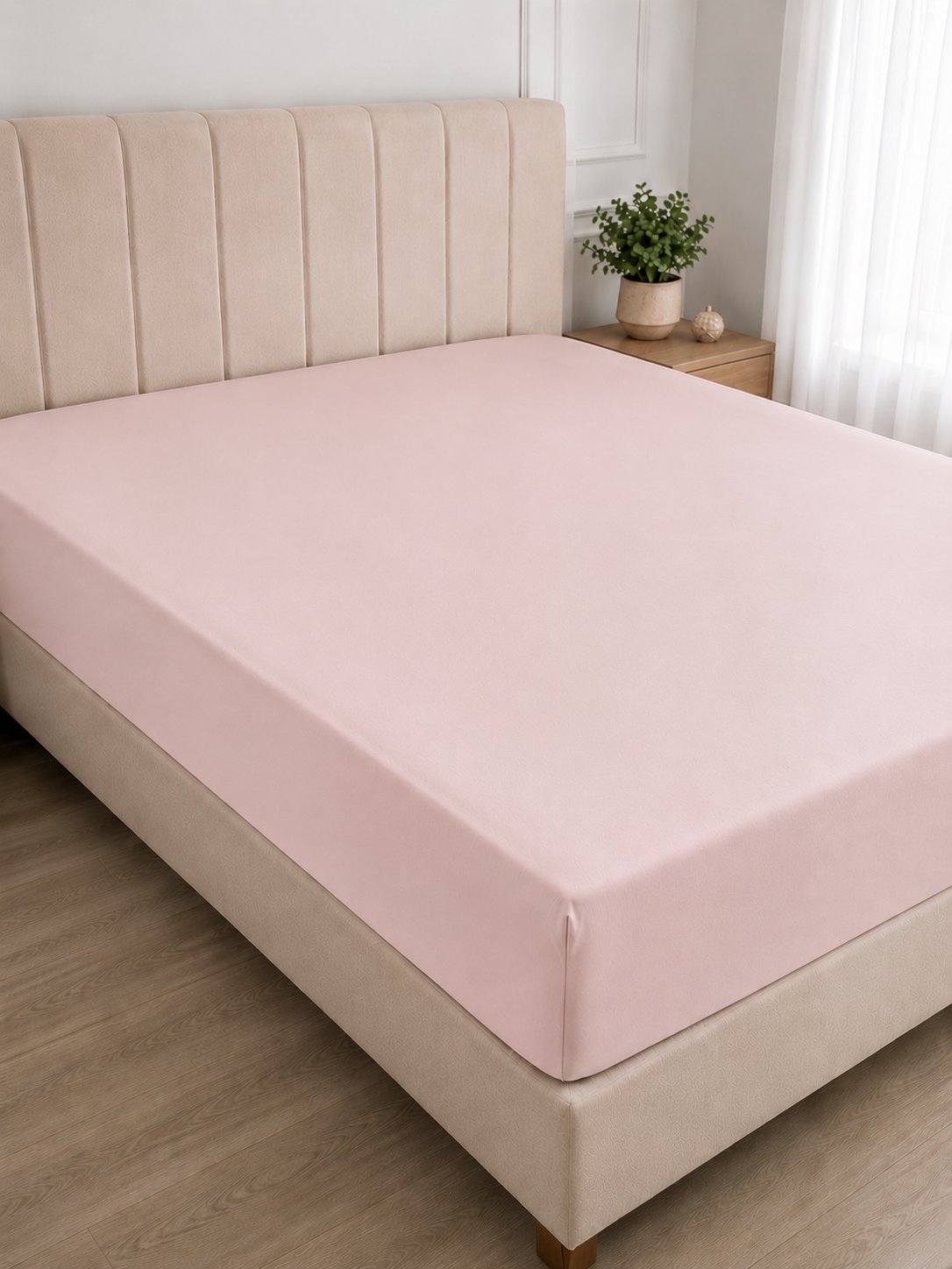İpekçe Vesna Penye Lastikli Çarşaf - 160x200 Çift Kişilik - Somon 110 Gr