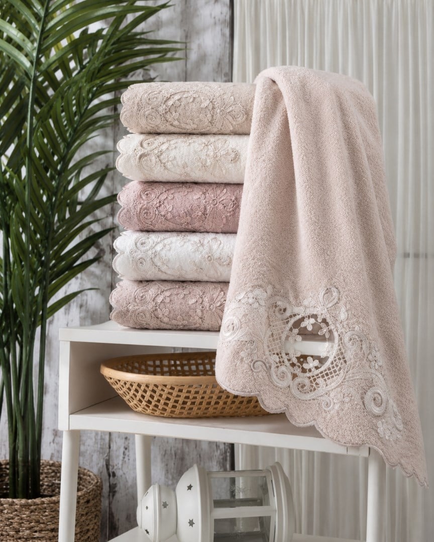 Pupilla 1057 Bambu Güpürlü Santana Havlu 6'lı Paket 50x90