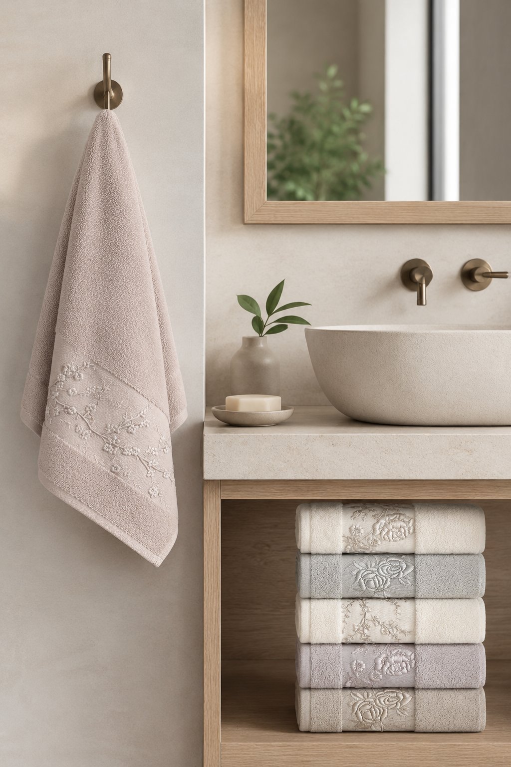Pupilla 1075 Ninna Nakışlı Havlu Seti 6'lı Paket 50x90 cm