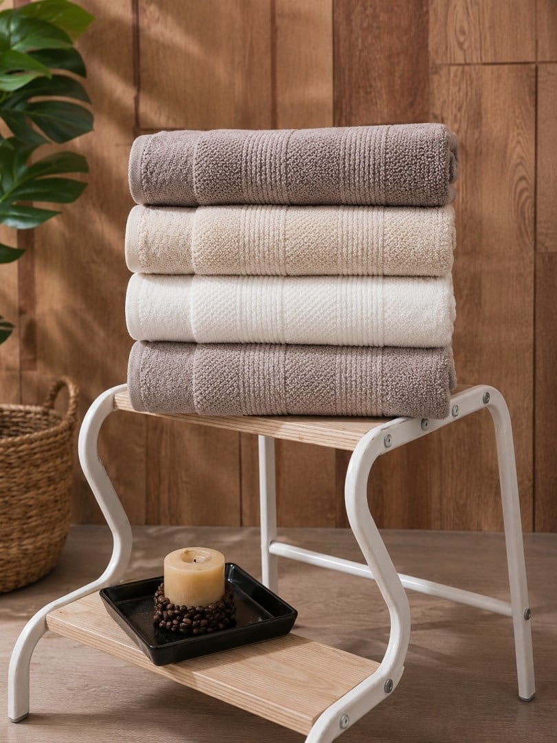 Pupilla 3047 Kadife Jakarlı Life Havlu 4'lü Paket 50x90