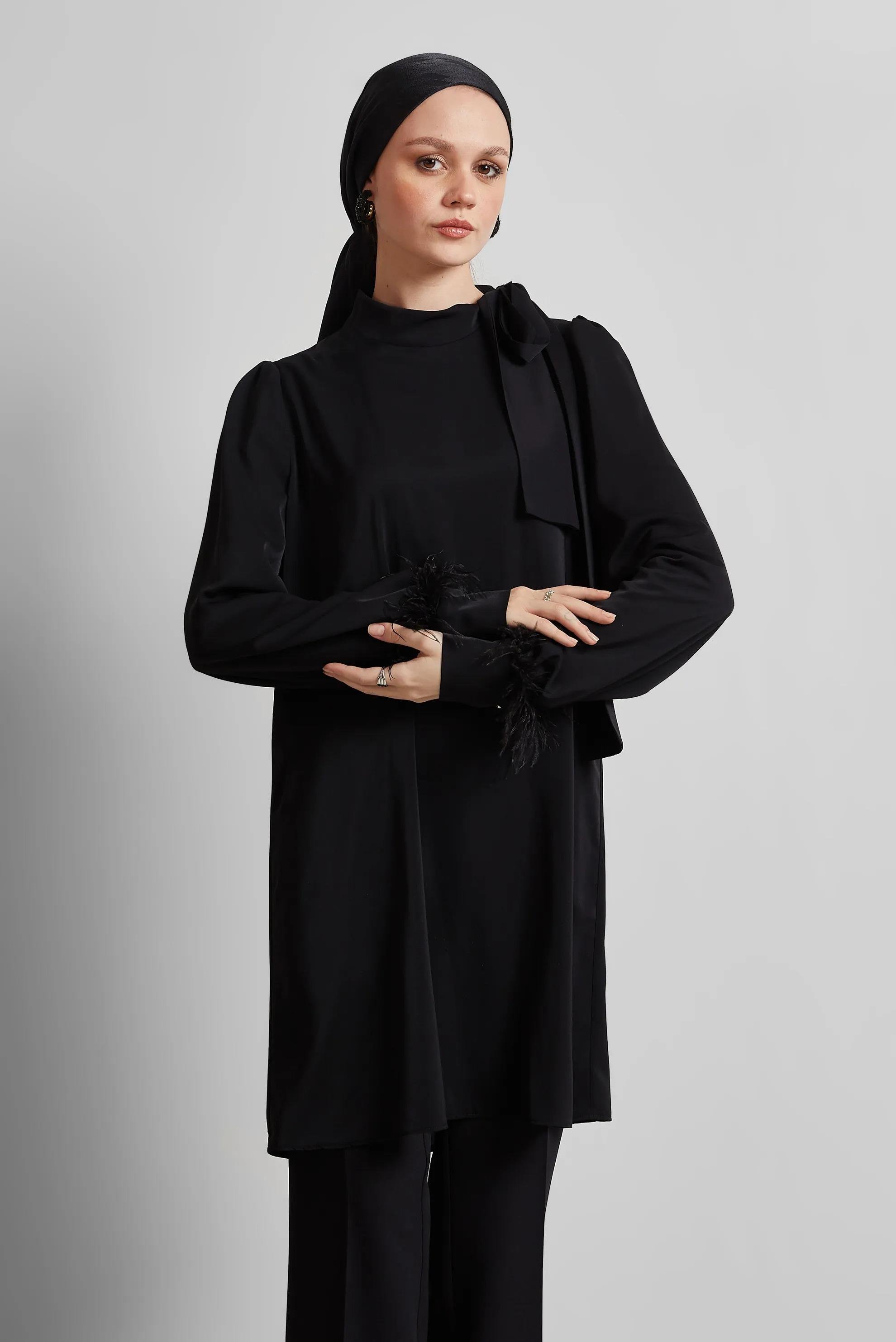 Alvina - Kolları Tüy Detaylı Tunik 45324