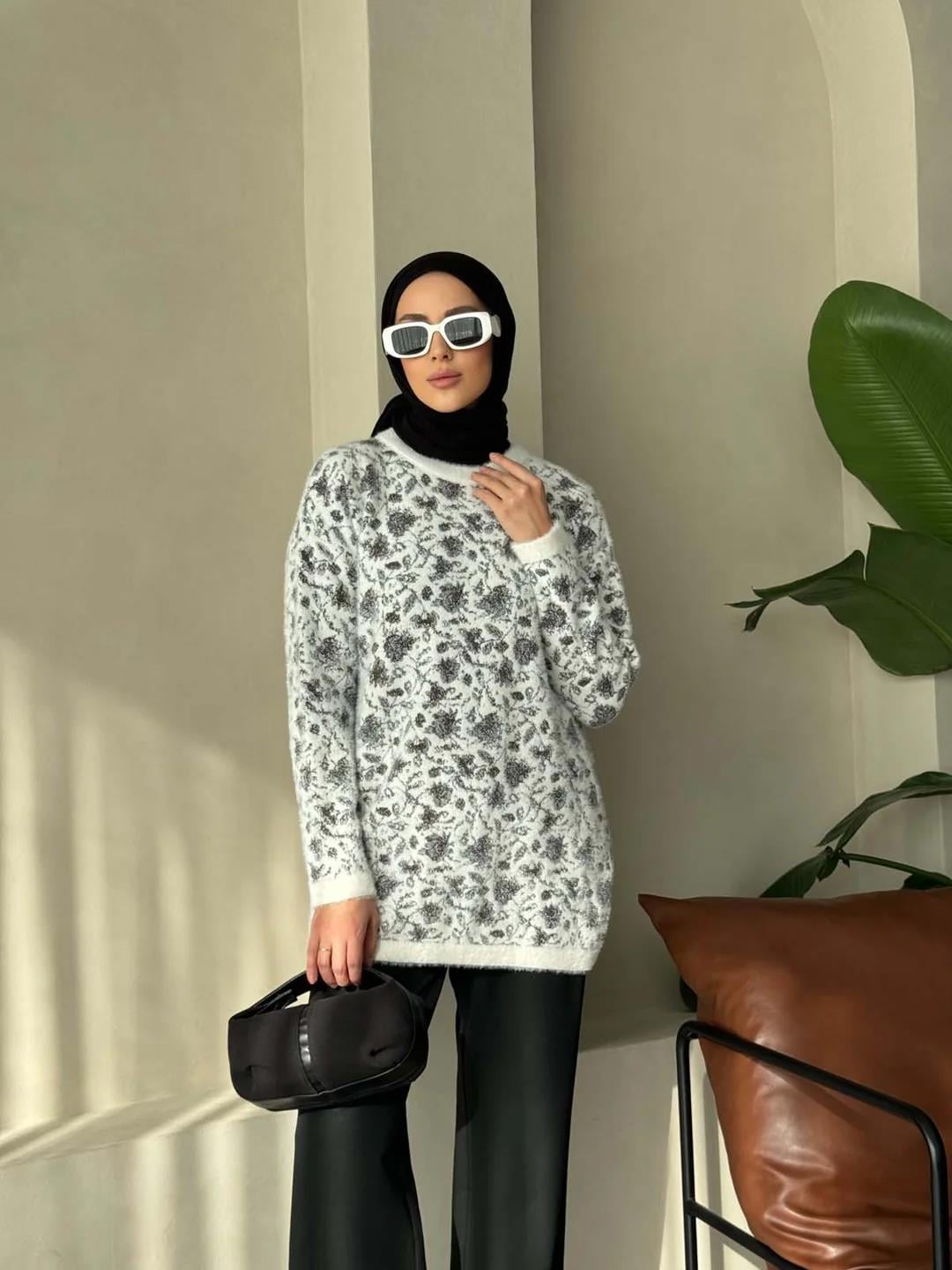 Angora Çiçek Desenli Tunik 140226