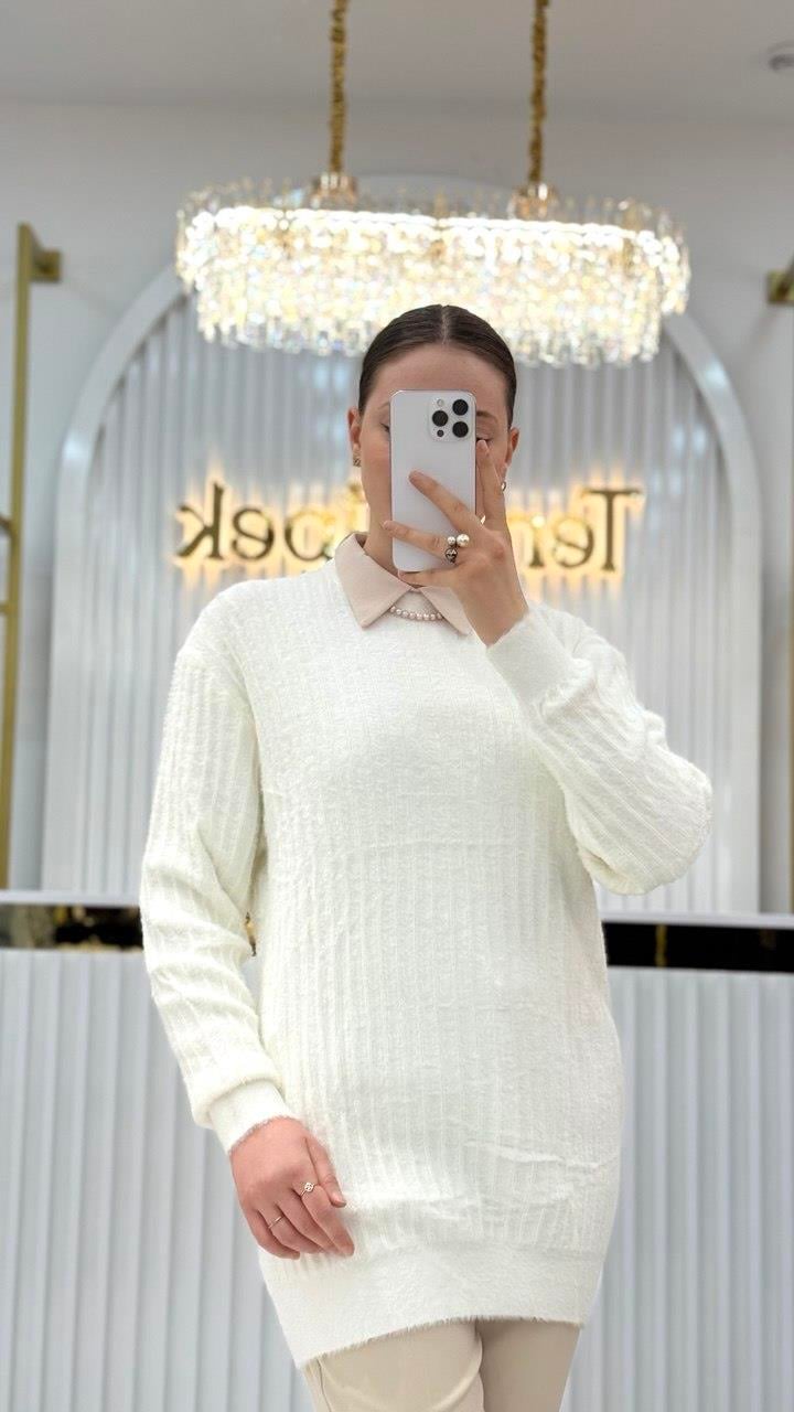 Angora Fitilli Bisiklet Yaka Tunik 140296