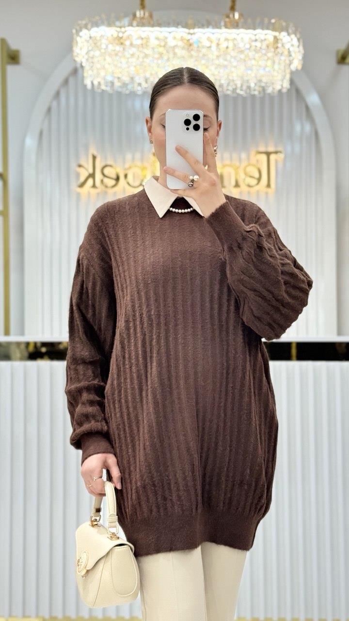 Angora Fitilli Bisiklet Yaka Tunik 140296