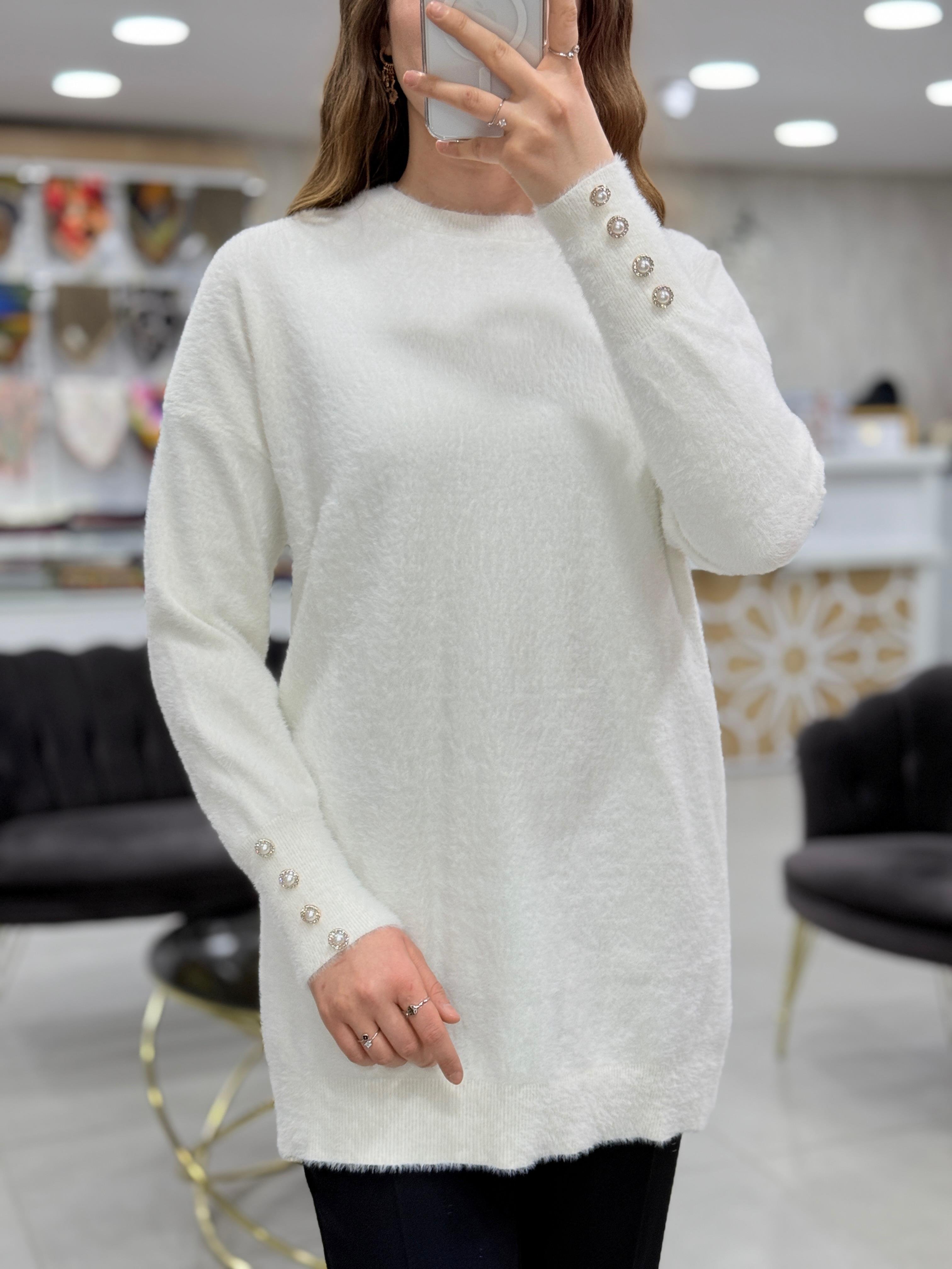 Angora Kol Manşetli Düğmeli Tunik 140125