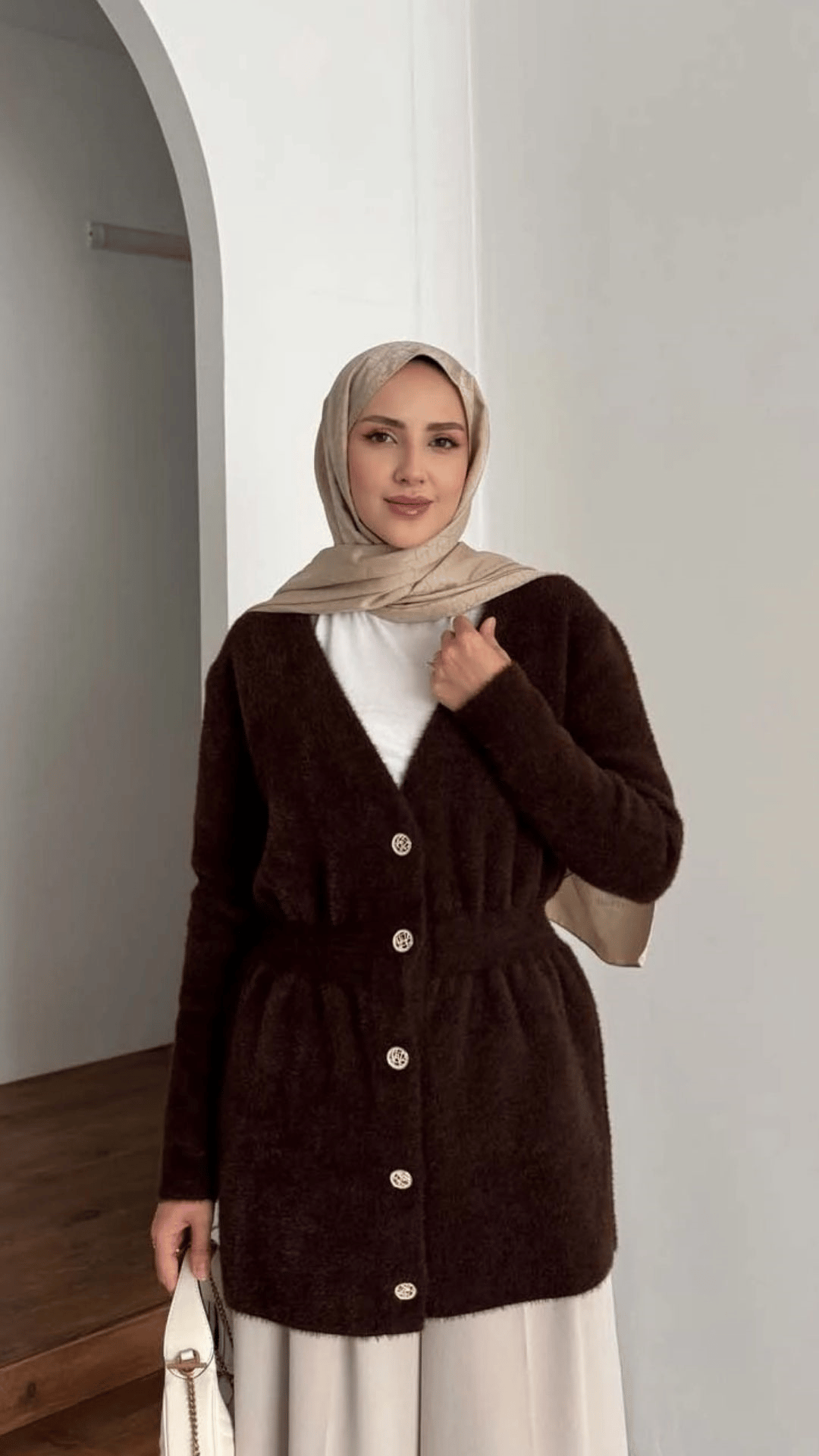 Angora V Yaka Uzun Ceket 140429