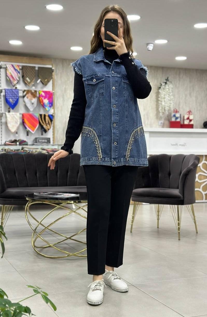 Denim Kot Yelek 7152