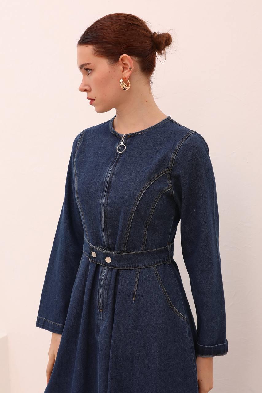 Denim Koyu Mavi Elbise 1498