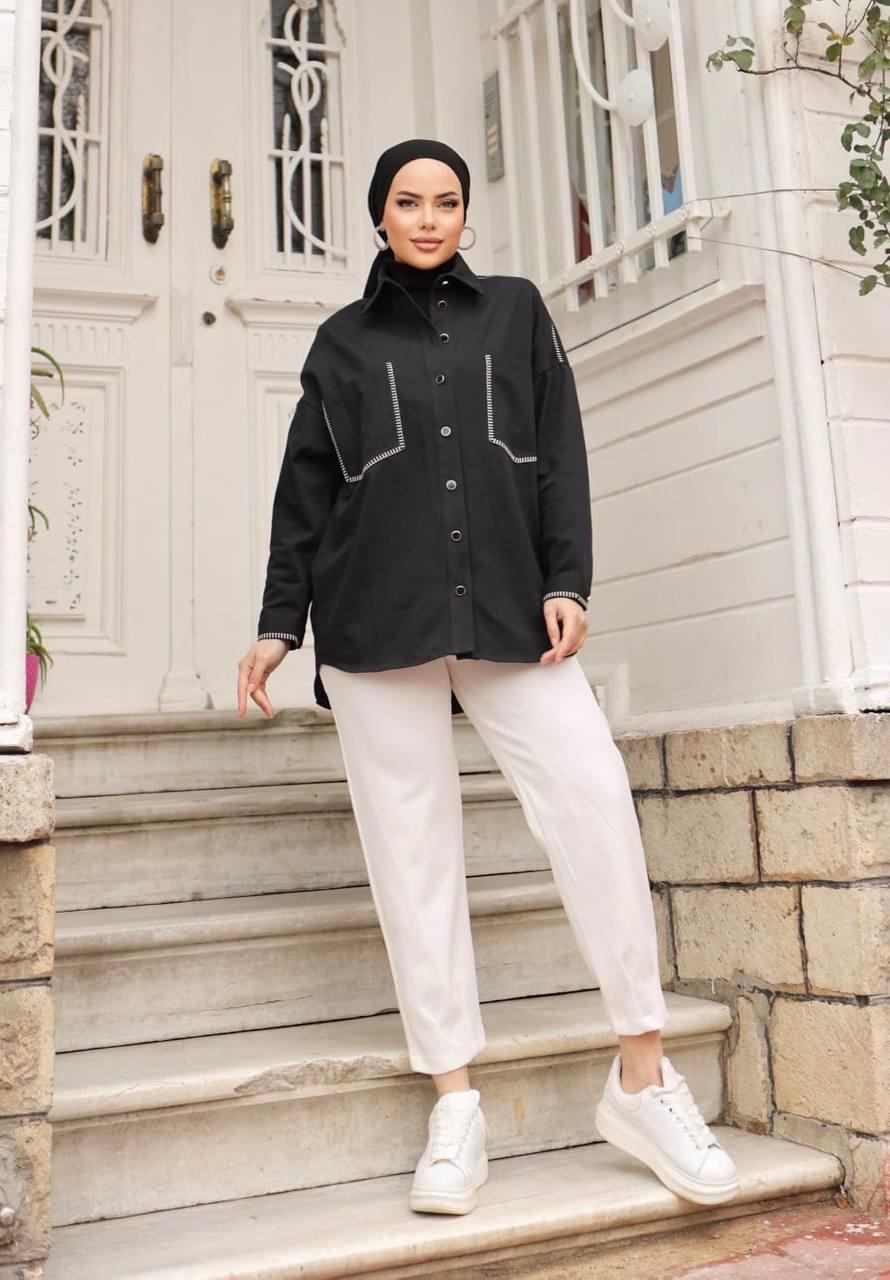 Gabardin Nakışlı Gömlek Ceket 001