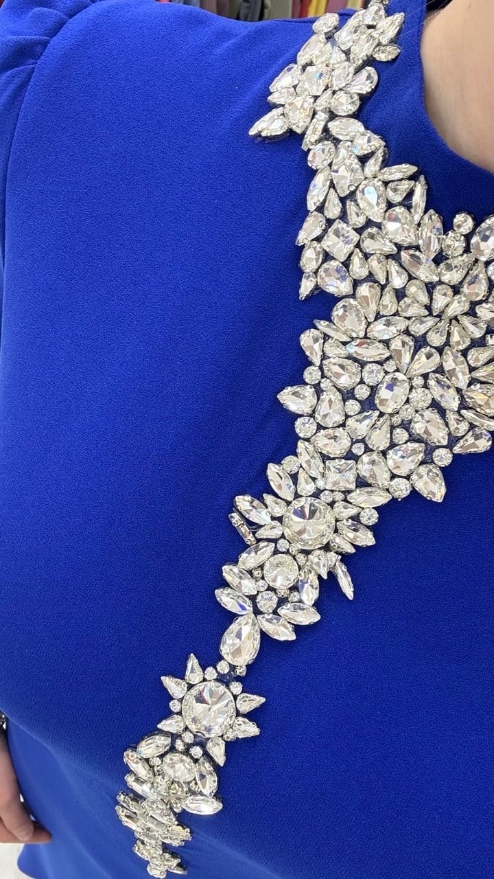 Krep Kumaş Taş Detaylı Balık Abiye