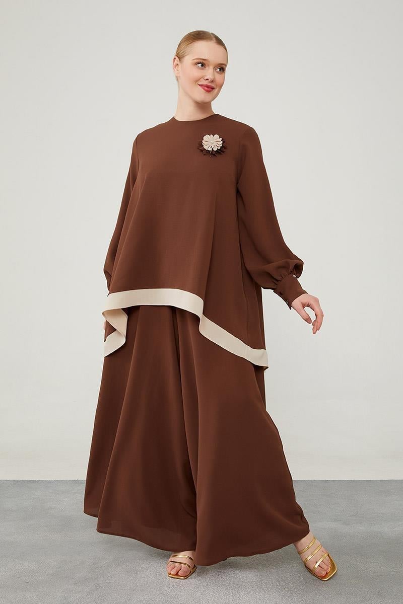 Levidor - Asimetrik Kesim Çiçek Detaylı Pantolonlu İkili Takım 100190 · 20