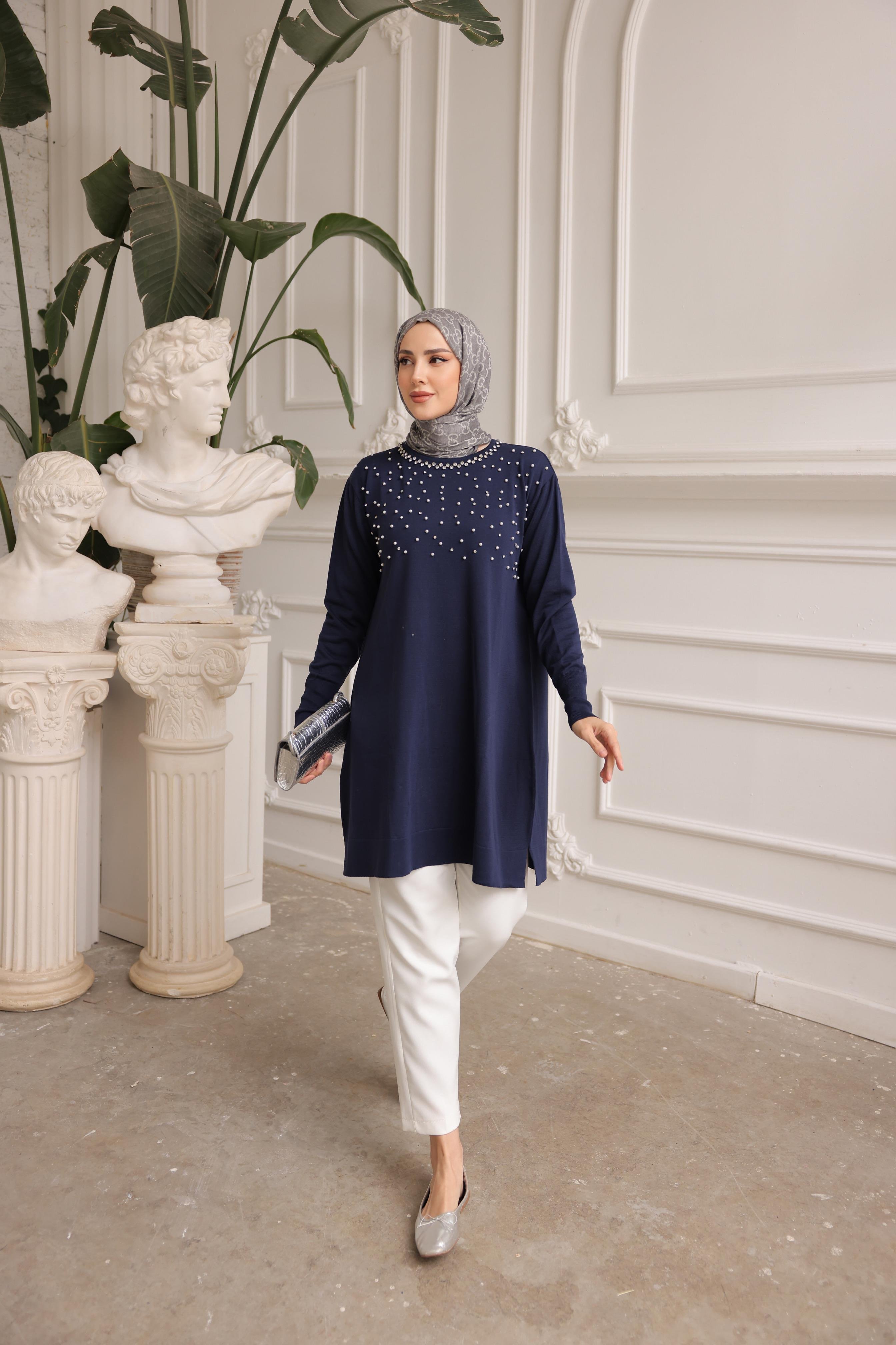 Merserize İncili Taşlı Tunik 140165