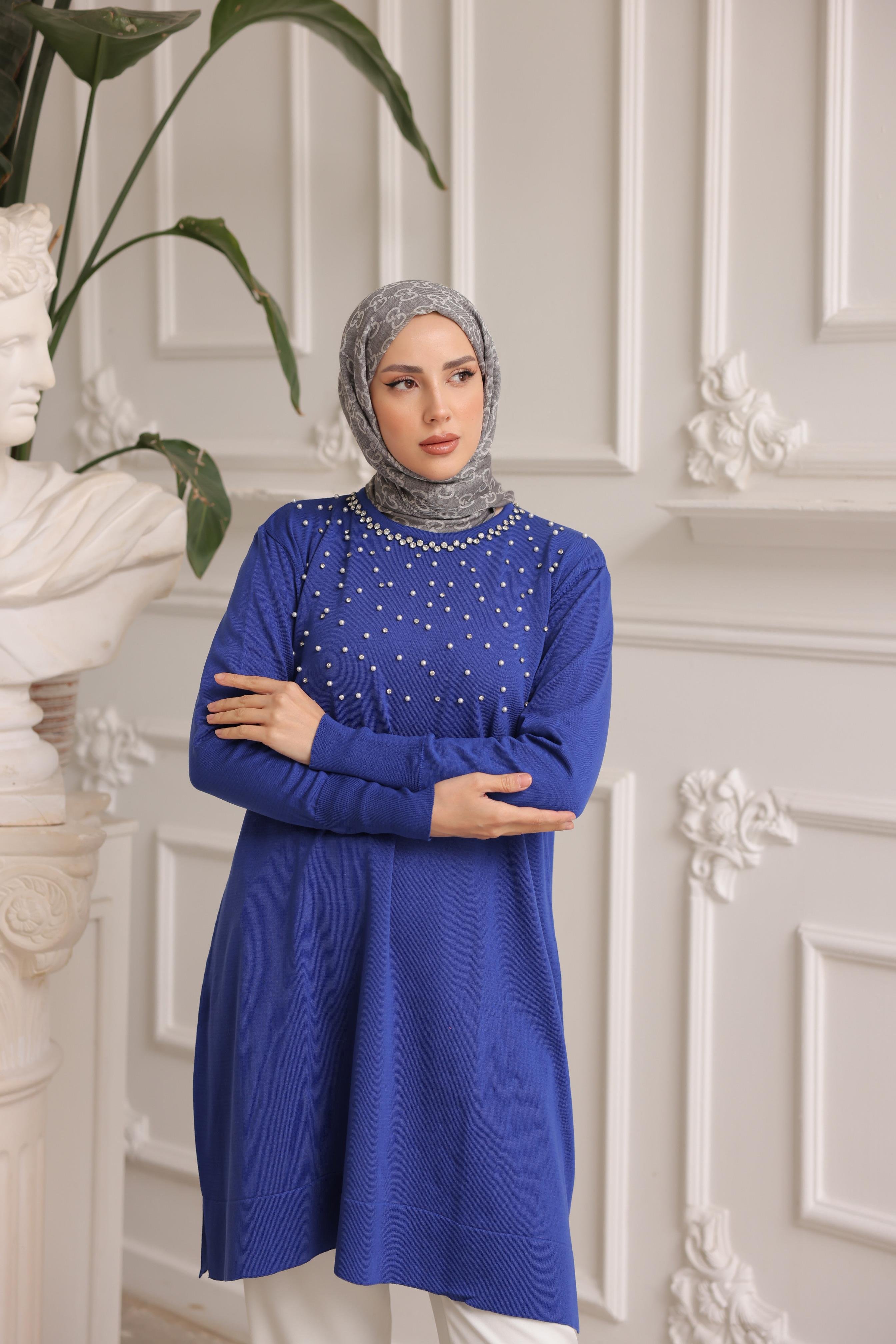 Merserize İncili Taşlı Tunik 140165