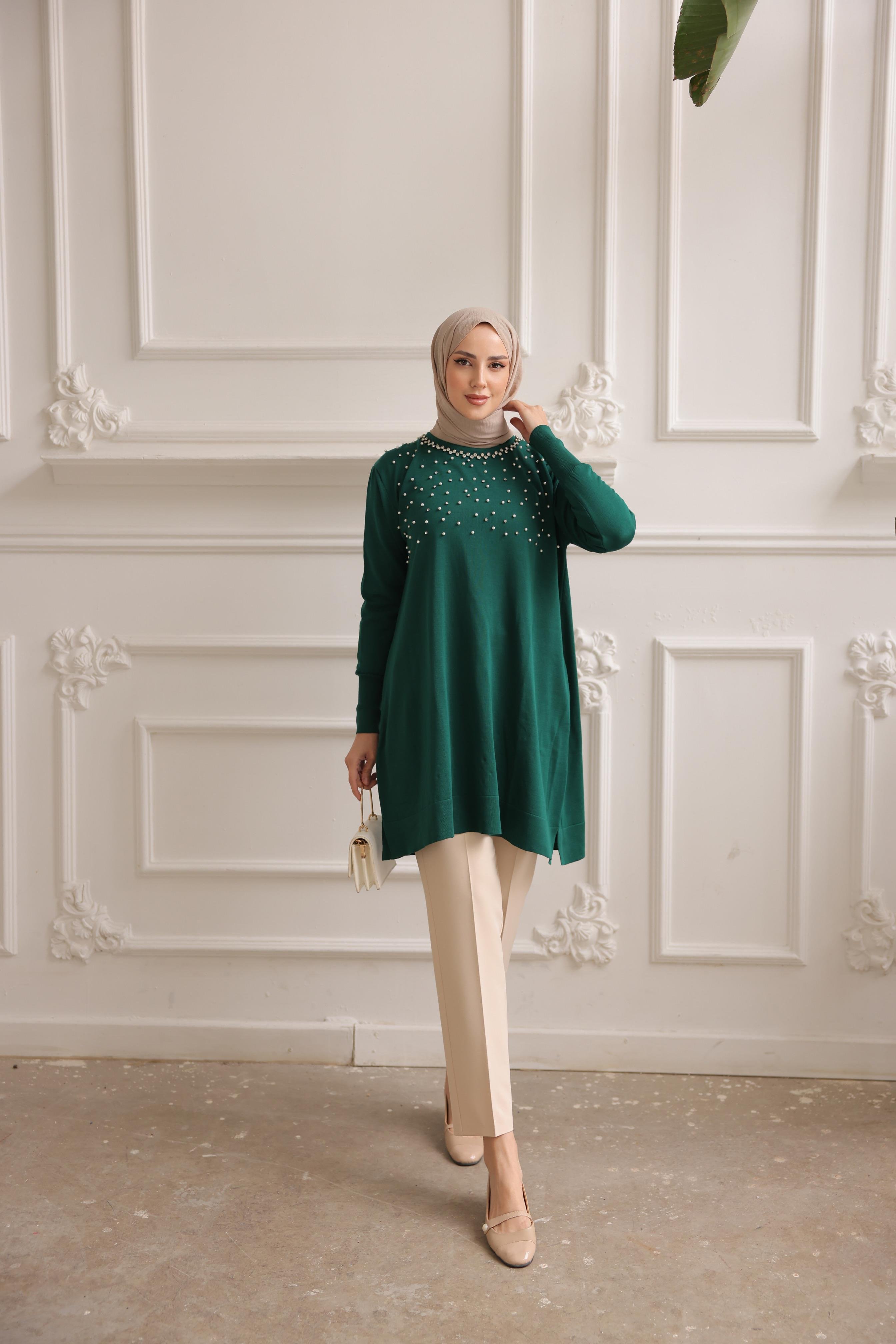 Merserize İncili Taşlı Tunik 140165