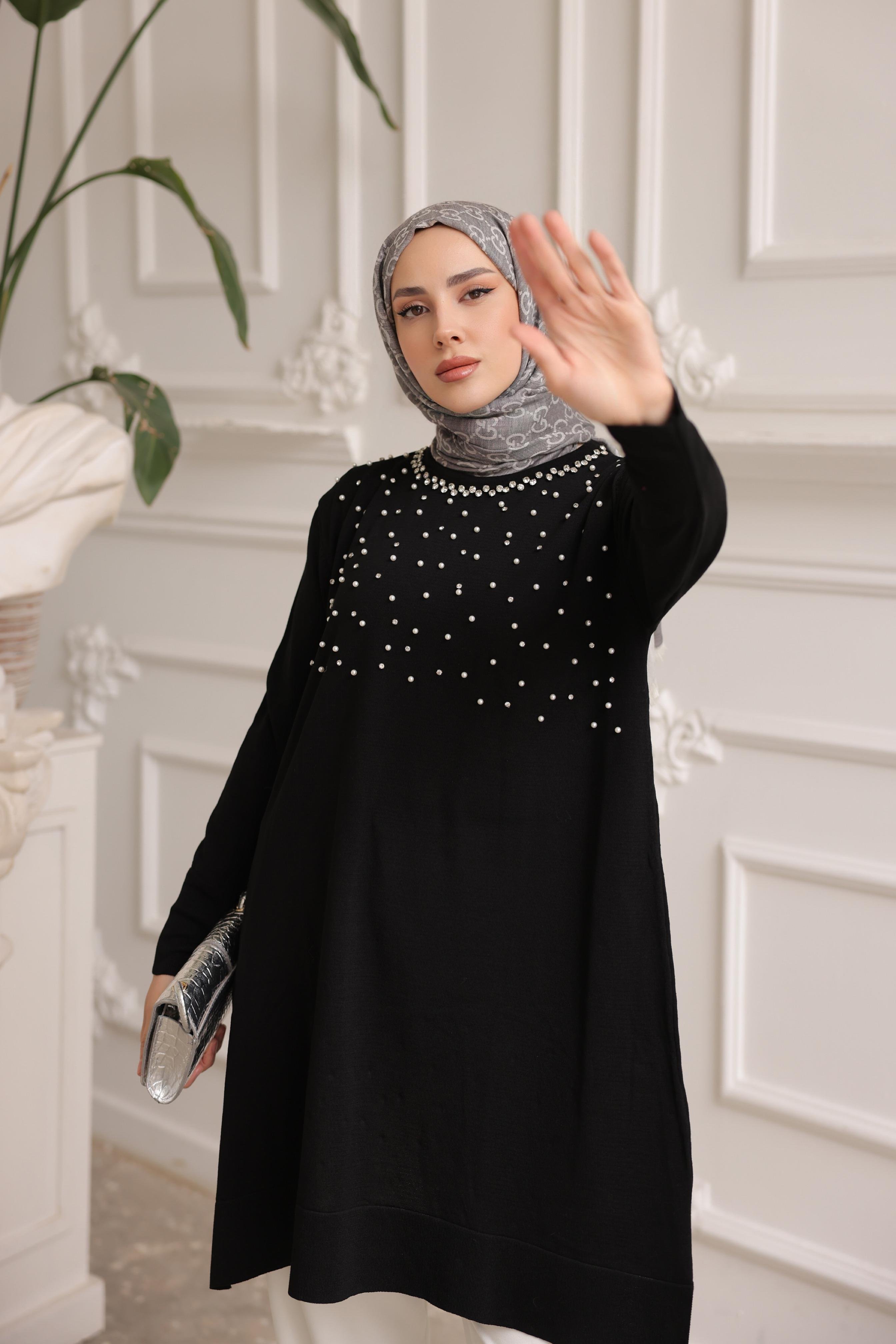 Merserize İncili Taşlı Tunik 140165