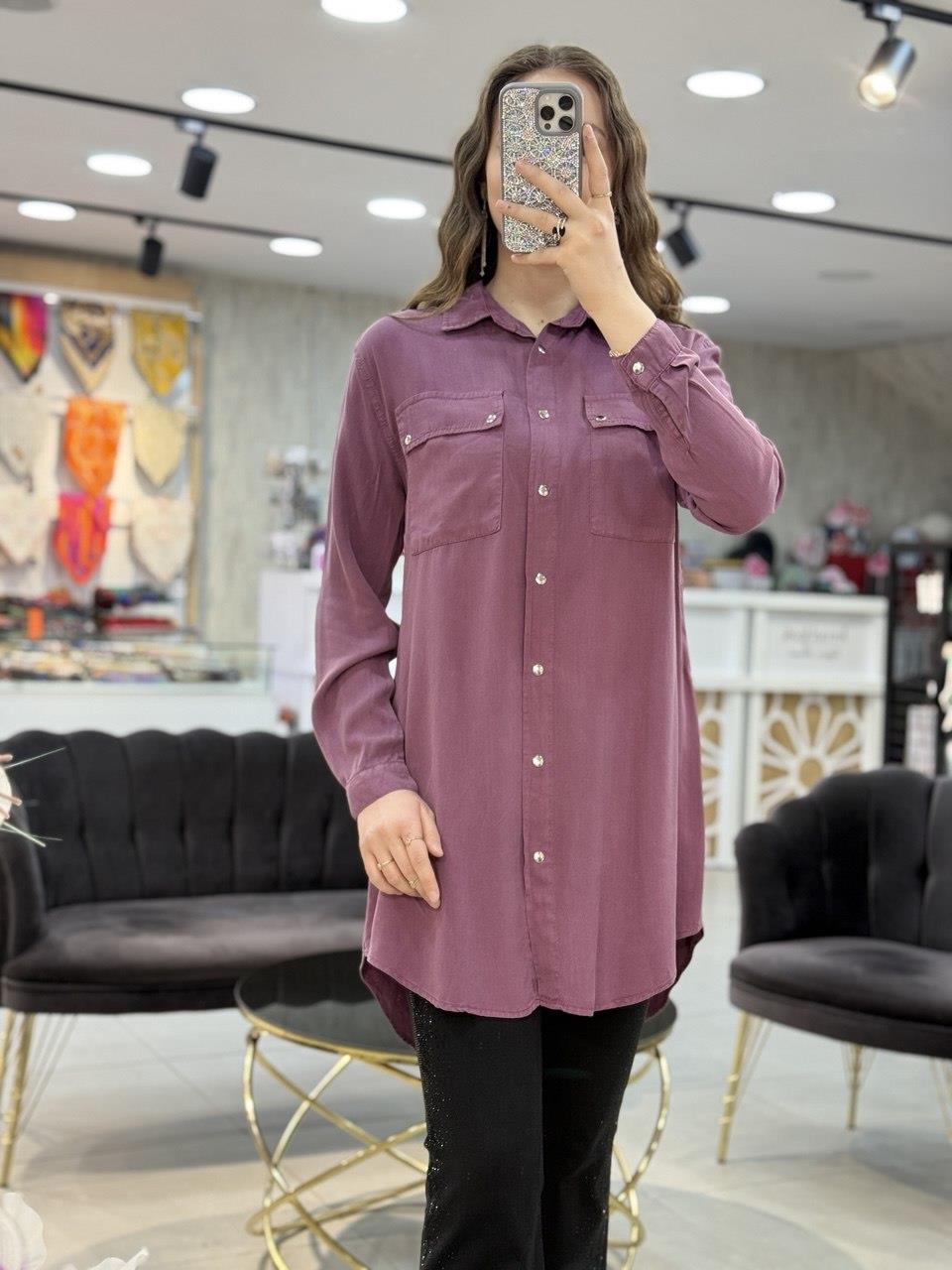 Omzu Yıldız Apoletli Tensel Tunik Gömlek 7144