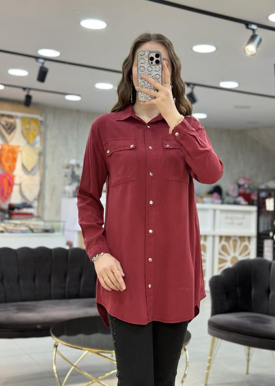 Omzu Yıldız Apoletli Tensel Tunik Gömlek 7144