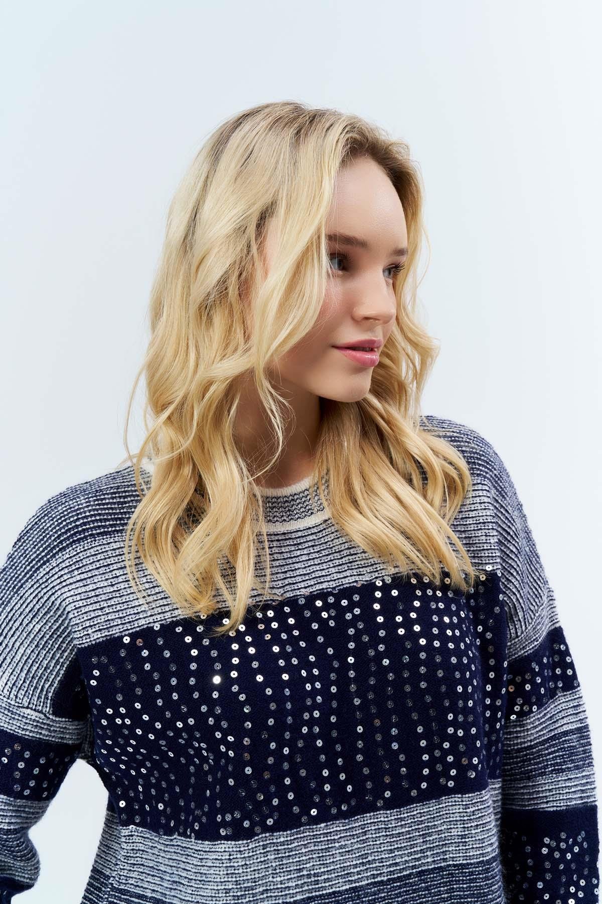 Pullu Çizgili Oversize Tunik 7592