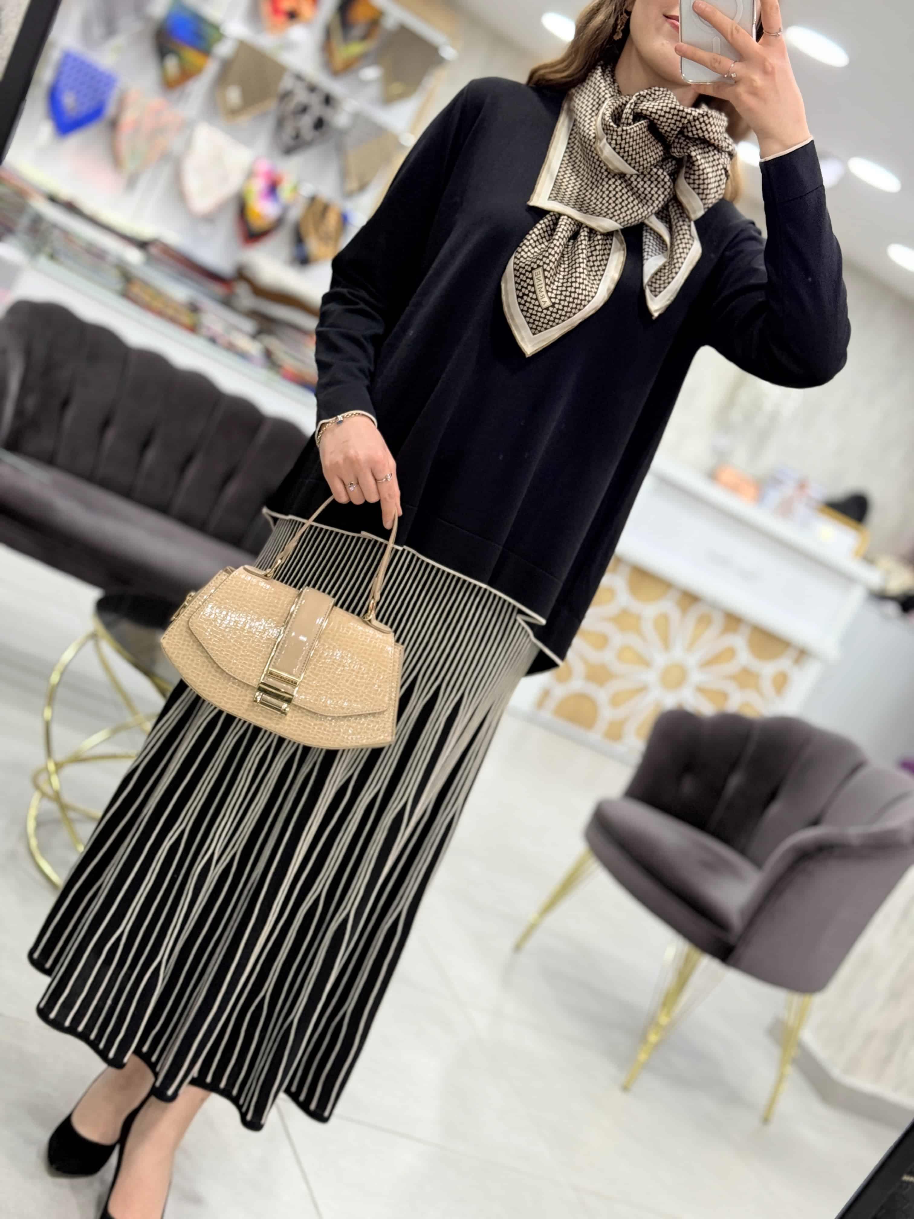 Rayon Bisiklet Yaka Tunik & Etekli Takım 140274