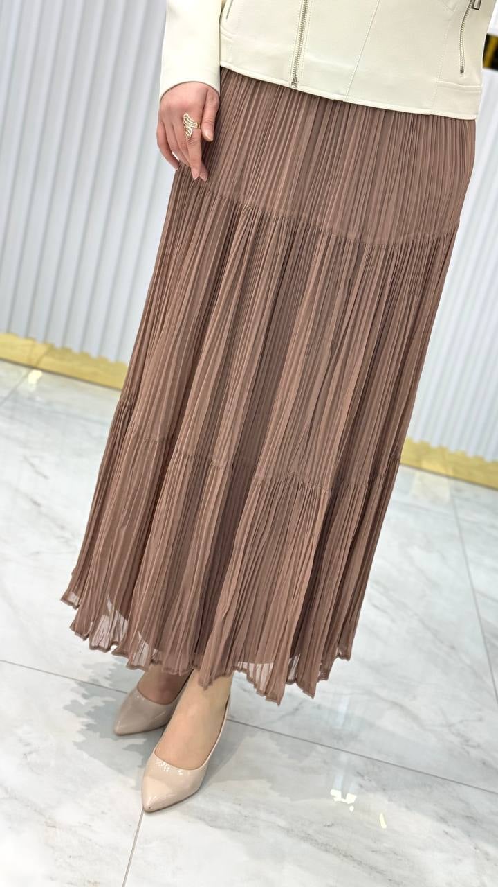 Şifon Piliseli Etek 3406