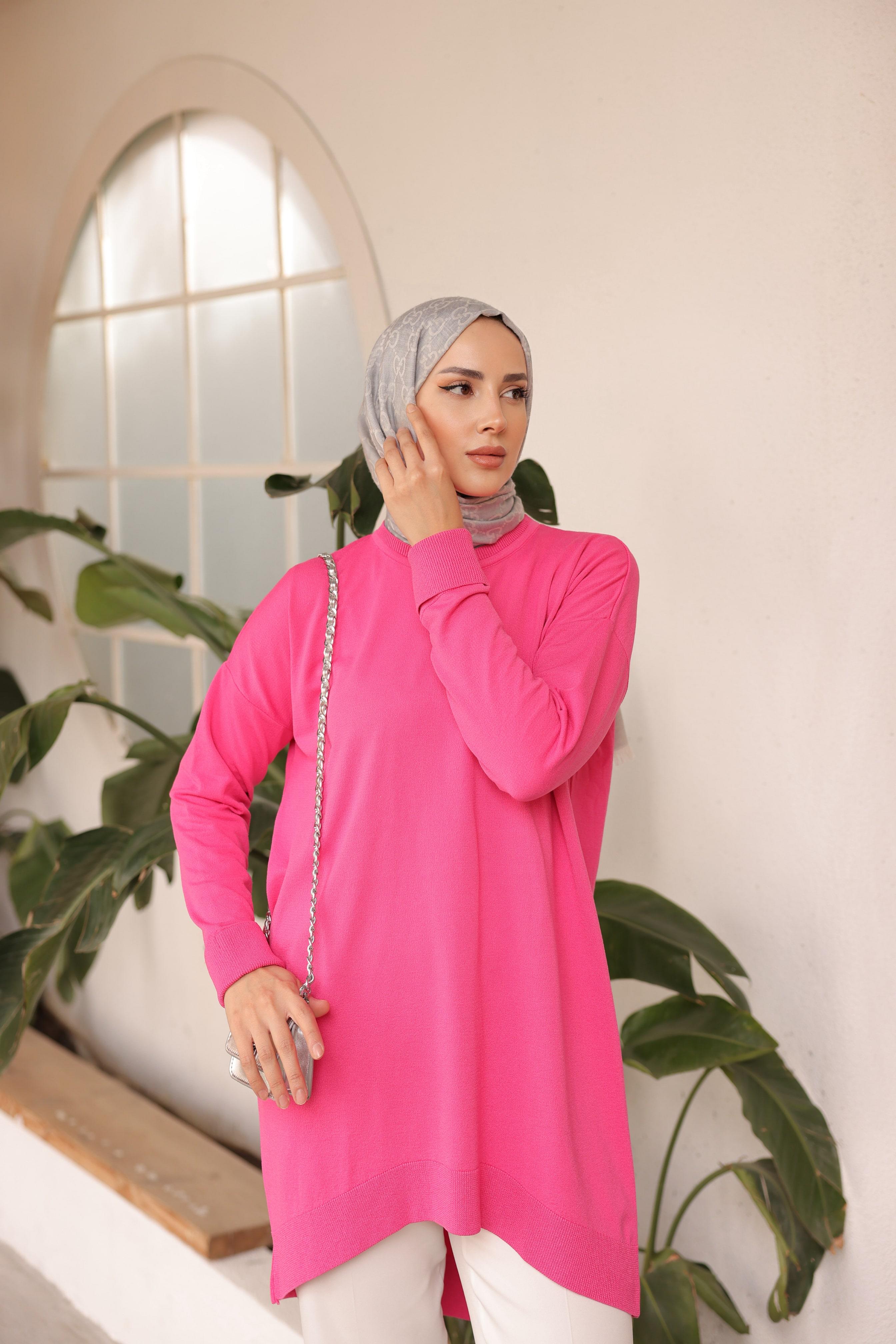 Soğuk Tuşe Orversize Bisiklet Yaka Tunik 14853