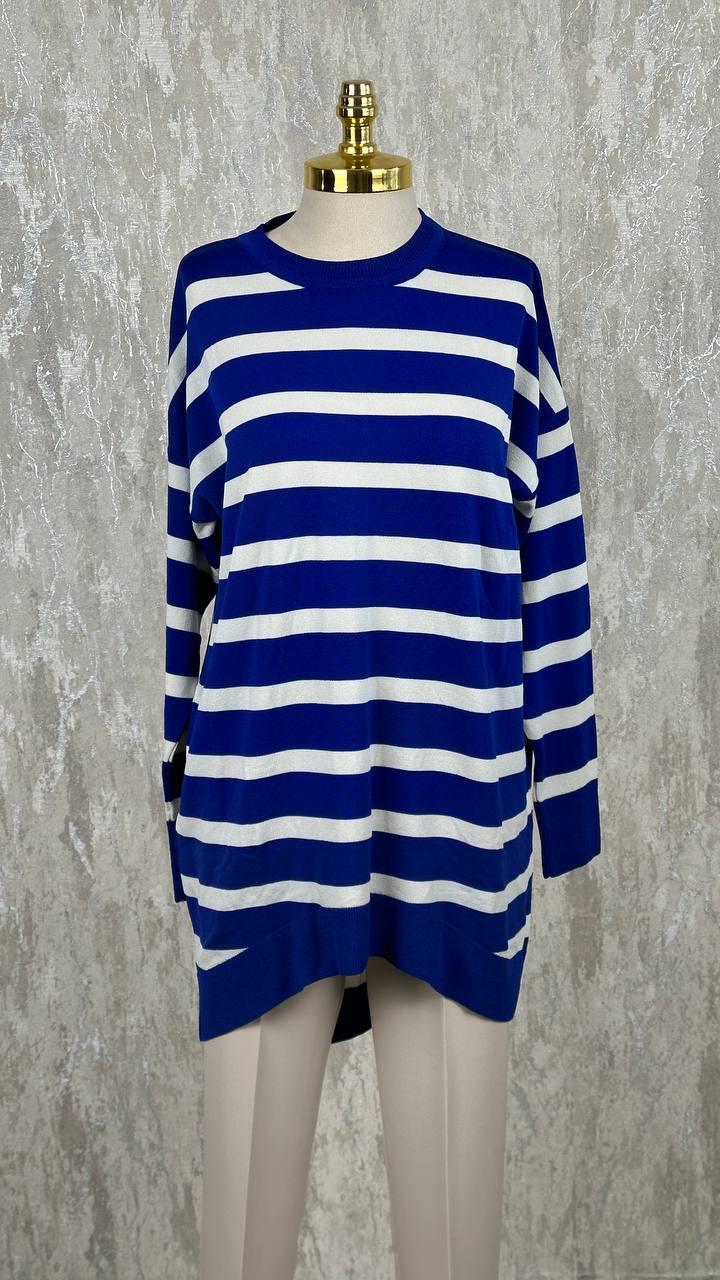 Soğuk Tuşe Oversize Çizgili Tunik 14854