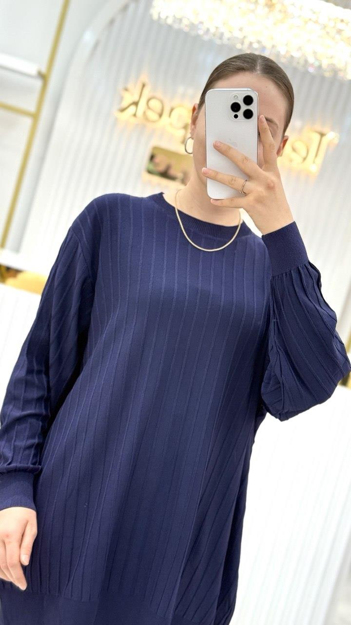 Soğuk Tuşe Oversize Fitilli Tunik 140290