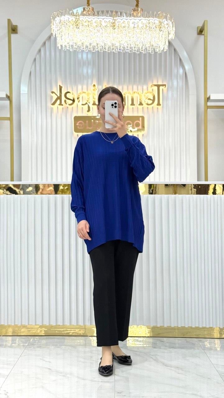 Soğuk Tuşe Oversize Fitilli Tunik 140290