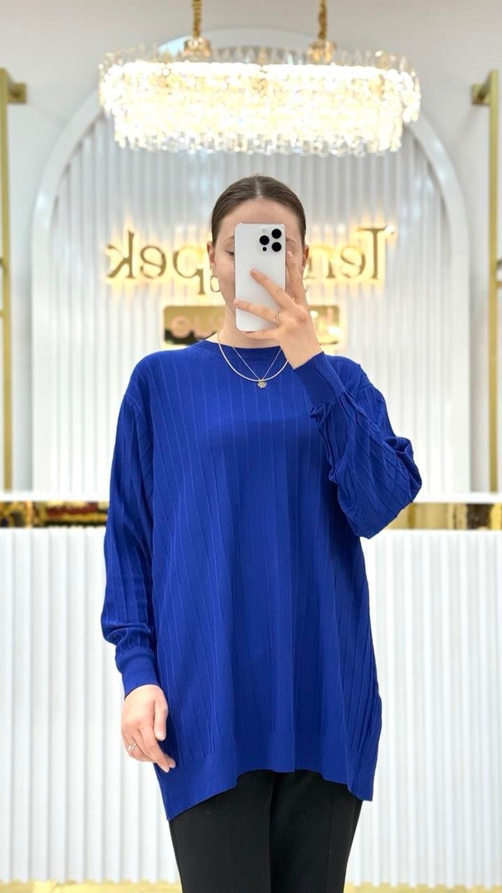 Soğuk Tuşe Oversize Fitilli Tunik 140290