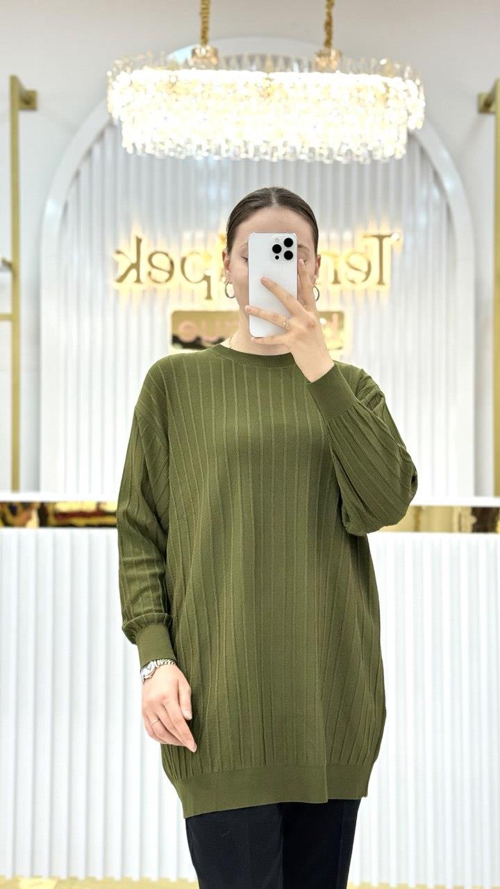 Soğuk Tuşe Oversize Fitilli Tunik 140290