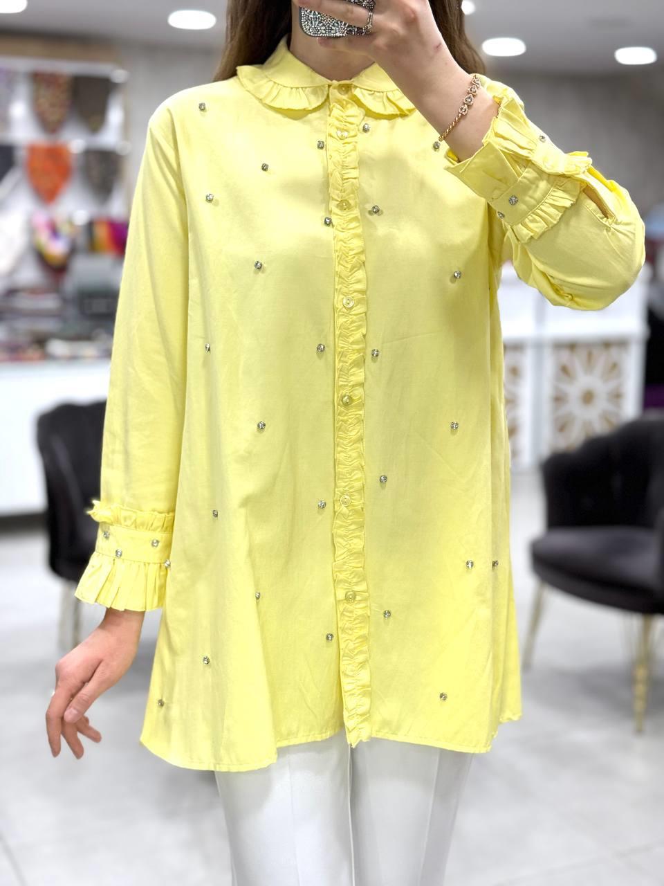 Taşlı Pamuk Saten Tunik 4347