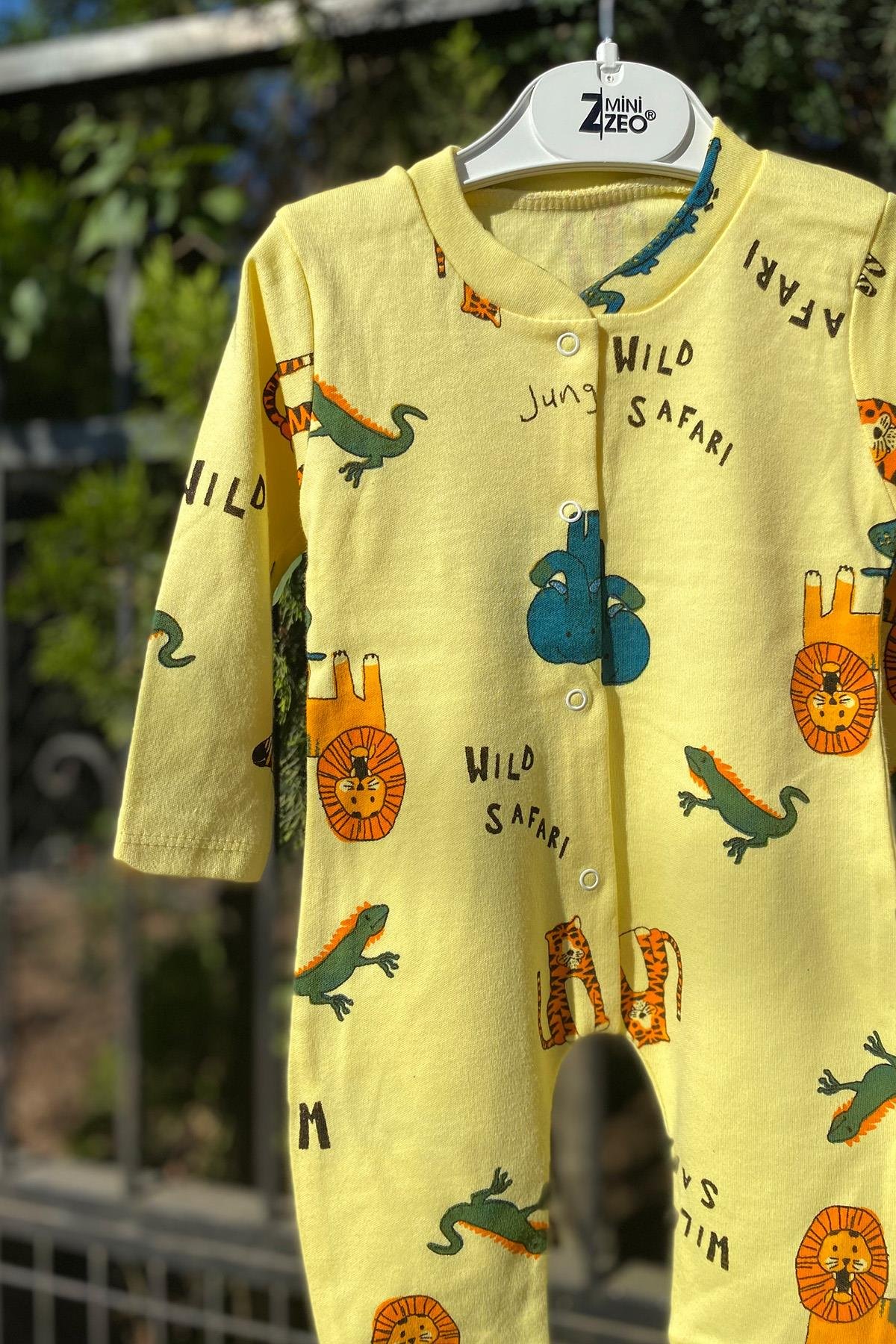 UNISEX- Safari Hayvan Baskılı Manşetli Tulum - 1871