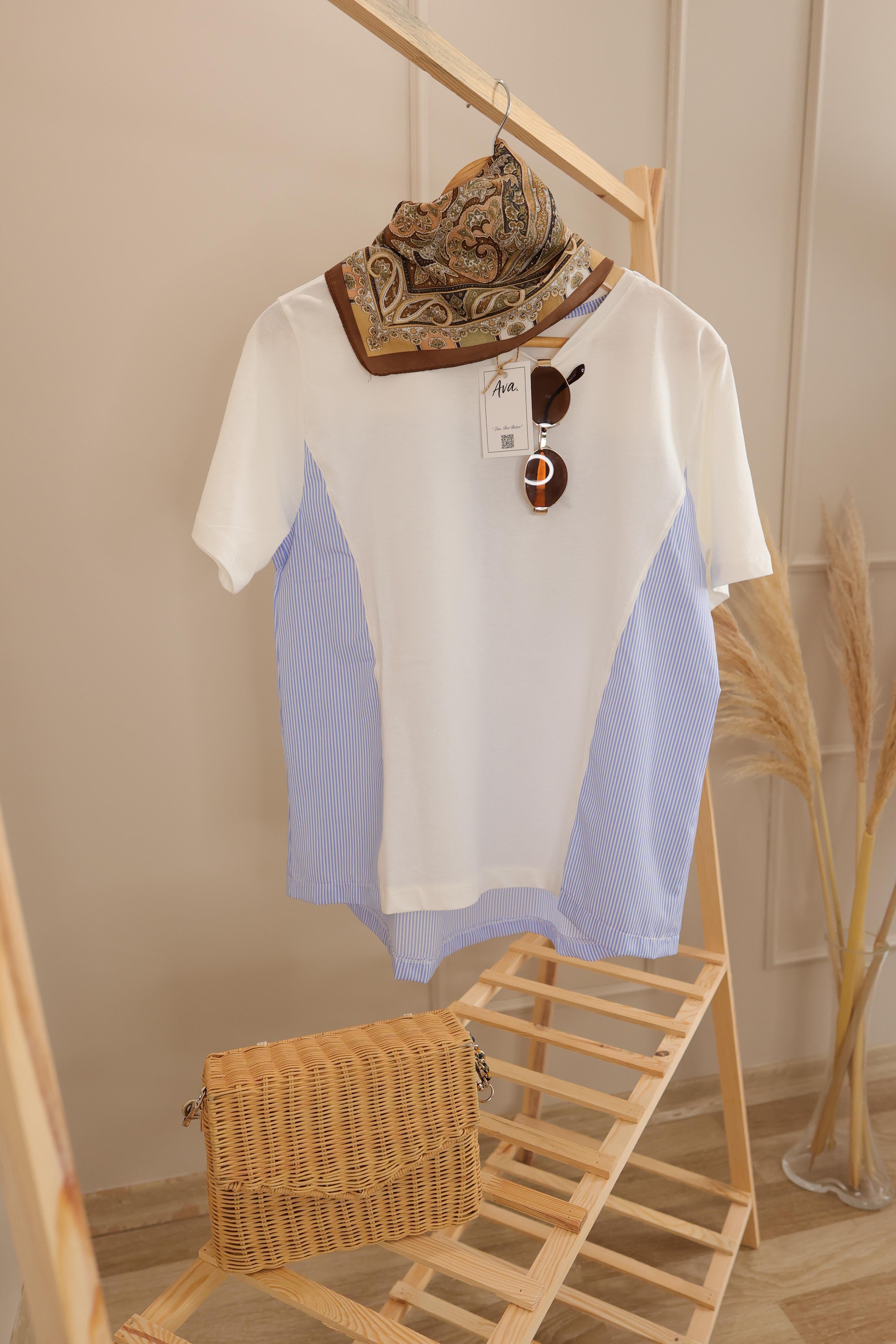 Gömlek Detaylı Basic Tshirt