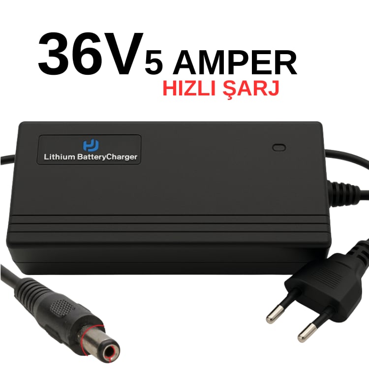 36V 5A Elektrikli Bisiklet Şarj Cihazı – 42V Hızlı Şarj (10S Li-ion / LiFePO4 Uyumlu)