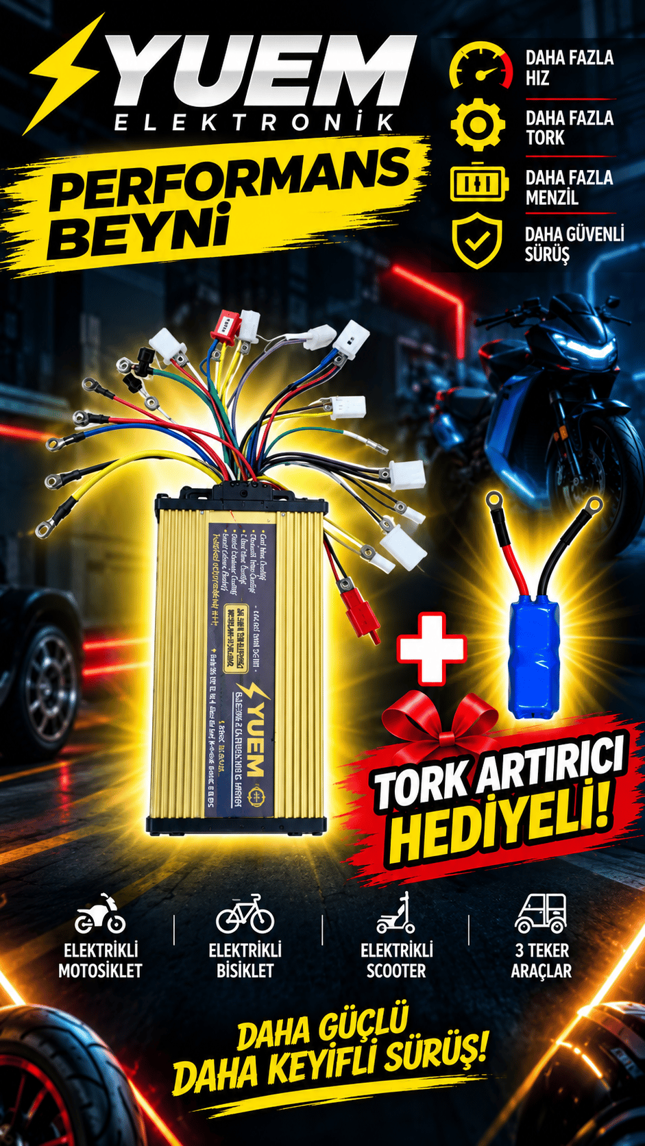 YUEM BOLT 500 – Akıllı Performans Beyni %30'a Varan Ekstra Menzil | Yapay Zekâ Destekli