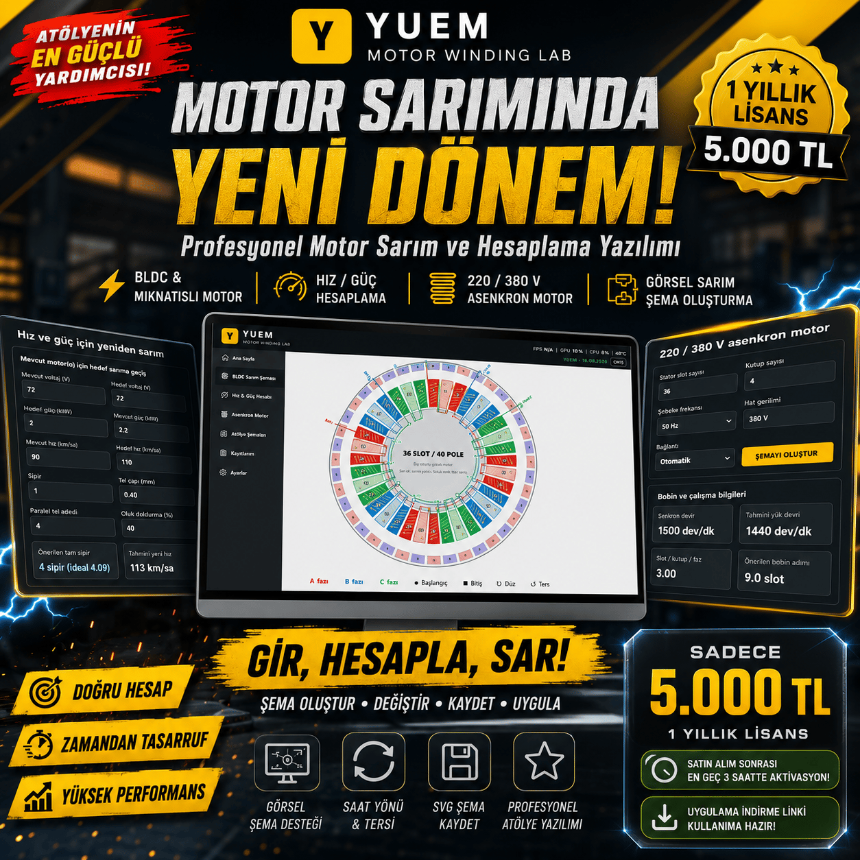 YUEM Motor Winding Lab | BLDC ve Asenkron Motor Sarım Programı – 1 Yıllık Lisans
