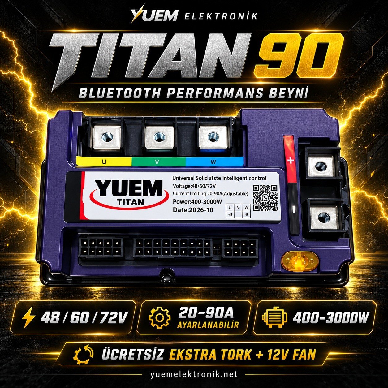 YUEM Titan 90 Bluetooth 90A Performans Beyni