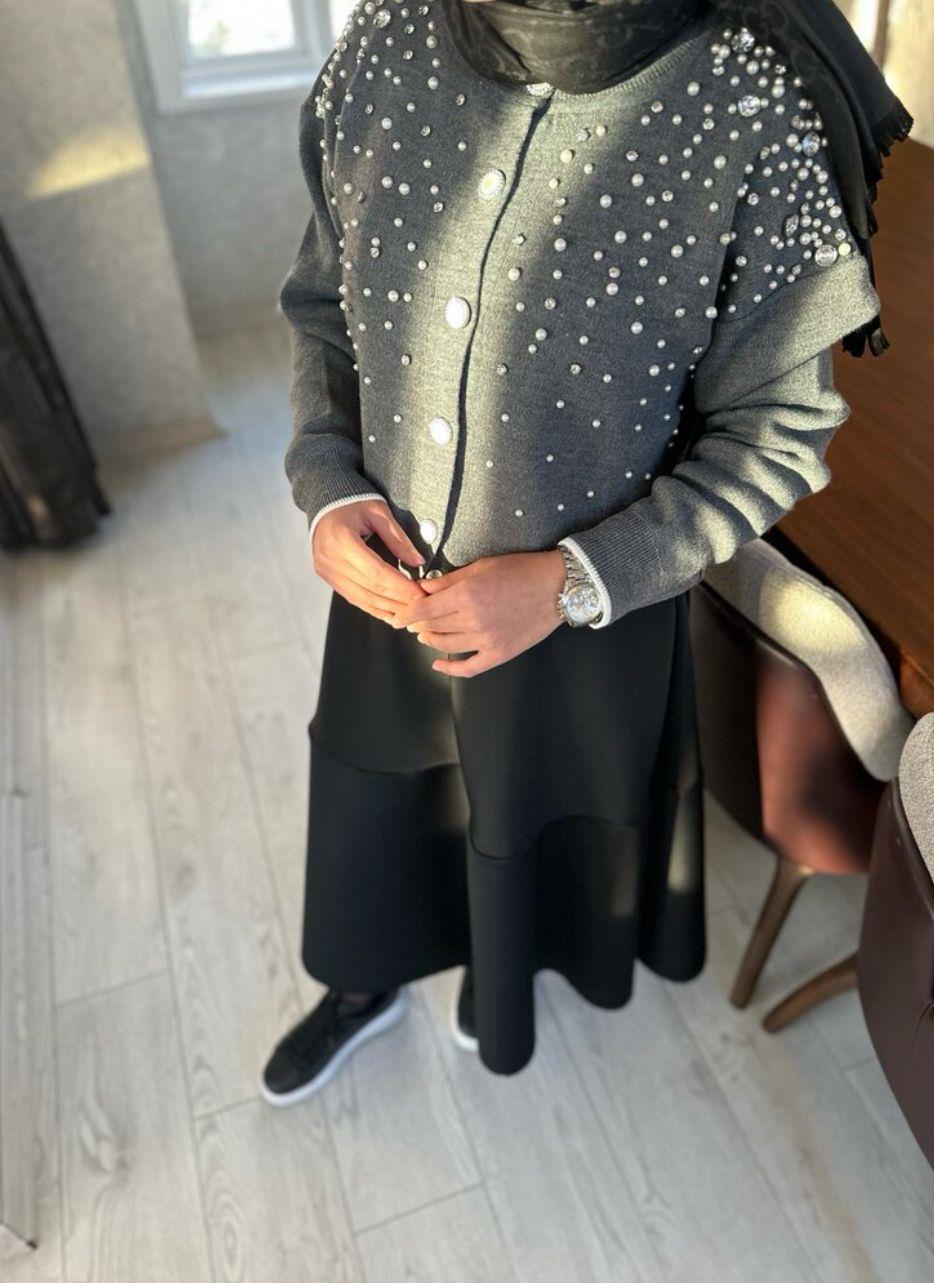 İnci Glam Triko Hırka Gri
